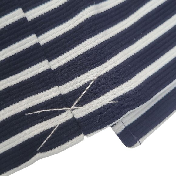Cabi Womens Striped Double-Breasted Coat Blue White Nauticle Preppy - Picture 16 of 16
